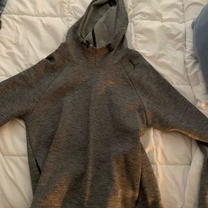 Gray Puma Pocket Zipper Hoodie with glove sleeve